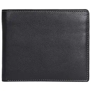 Leatherman Fashion LMN Genuine Leather Black Taupe Unisex Wallet 7 Slots