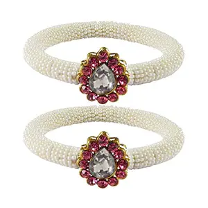 MAYA FASHION White Stone Brass Bangle With Very Extra Large Size Elegant Extra Large Size Bangle | Perfect Fit for Plus Size banglesTrendy and Comfortable Fit for woman and girls | (Sku-ban2159)