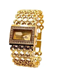 A1 Pure Analog Unique Stylish Diamond Collection Wristwatch Strap Colour Gold for Women