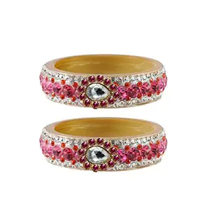 MAYA FASHION Cream stone Stud Acrylic-Brass Bangle Elegant Extra Large Size Bangle | Perfect Fit for Plus Size banglesTrendy and Comfortable Fit for woman and girls | (Sku-ban4630)