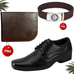 Latest Formal Shoes/Party Shoes/Shoes Combo with Free Wallet & Belt for Men and Boys (BAZAAR2698_TCC-BR-1001) Multicolor
