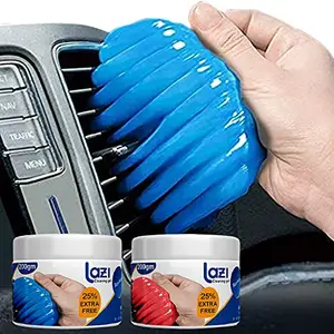 LAZI LAZI (200 GRAM X Pack of 2 Mix Color) Car Ac Vent Dashboard Interior Dust Dirt Cleaner Sticky Jelly Putty Kit for Vehicle Interior Keyboard PC Laptop Electronic Gadgets Reusable Cleaning Gel(Blue,Red)
