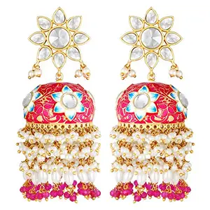 Peora Traditional Gold Kundan Fashion Jhumka Earring Jewellery for Women Girls