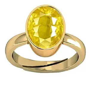 Untreatet AA++ Quality 10.25 Carat Natural Yellow Sapphire Pukhraj Gemstone Gold Plated Ring for MenAnd Women's (Lab Certified)