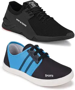 WORLD WEAR FOOTWEAR Soft, Comfortable and Breathable Canvas Lace-Ups Casual Shoes for Men (Multicolor, 7) (S5402)