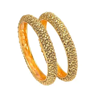 Sanara Royal Look Casual Hand Made 18k Gold Polished Bangles for Women & Girls (2.10 (2.62inch))