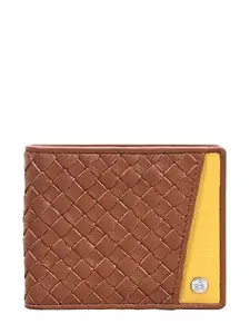 eske Nova Genuine Leather Bi-Fold Wallet for Men | Handwoven Panel, RFID Protected, Slim Designer Wallet with 8 Card Slots, Note Pocket & Slip Pocket