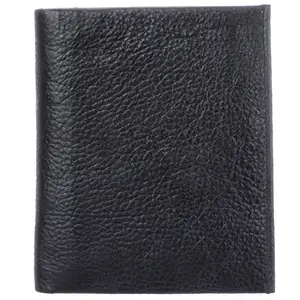 BLU WHALE Genuine Leather Black Men's Wallet with Pen