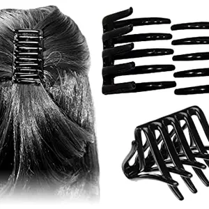 Winkelen French Juda Pin Fancy, French Juda Crab Two Sides Interlocking Comb Hair Styling Glossy Black Hair Clip Making Accessories for Women & Girls 1/4 Inches (Juda Crab) (Set of 2)