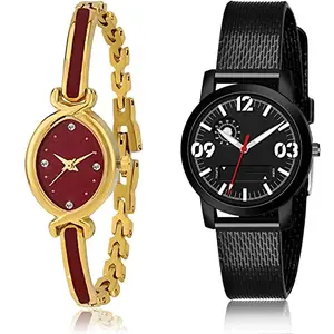 NIKOLA Traditional Analog Red and Black Color Dial Women Watch - G122-(20-L-10) (Pack of 2)