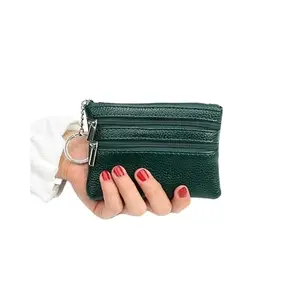EDGY Stylish Latest Small Wallet for Women/Men/Girls/Boys for Zipper Wallets Leather Raxine Credit Card & Money Holder (Green)