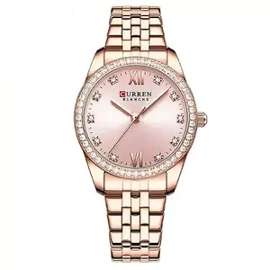CURREN Women's Wrist Watch 9087 Fashion Brand Luxury Stainless Steel Bracelet Watch Classic Design, ROSE, bracelet