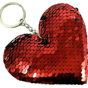 Masti Zone Urvi Creation Red Heart Shape Squins Keychain