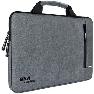 Gizga Essentials 14.1 Inch Laptop Sleeve Case Cover Pouch Bag with Handle & Front Pocket| Slim & Water-Resistant Nylon Fabric with Shockproof Foam Padding, Soft Lining & Premium Zipper Closure (Grey)