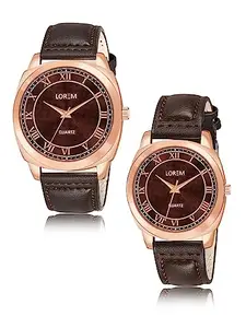MALI ECOM Brown Cubic Designer Printed Dial Analog Watch for Lovely Couple LR89-LR336