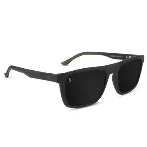 Visit the Eyewearlabs Store Eyewearlabs KAEN | Polarized Full Rim Rectangular Branded Stylish Sunglasses For Men & Women | 100% UV Protection Shades | Cricket Sports Cycling Driving | Black Lens | Medium | Kurt Green