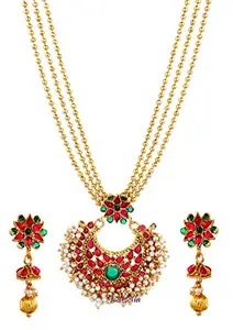 YouBella Traditional Jewellery Temple Necklace Set with Earrings for Women