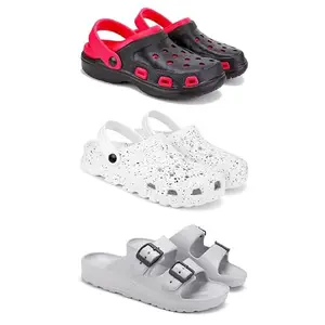 Lightweight Classic Clogs || Sandals with Slider Adjustable Back Strap for Men-Combo(3)-3017-3057-3114-9 Grey-7104