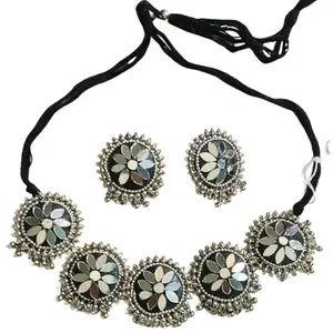 Avyukta jewels Oxidised Choker - Latest Stylish Fancy Oxidised Traditional Necklace Jewellery Set for Women - Perfect for Every Occasion