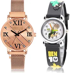 NEUTRON Fashion Analog Rose Gold and White Color Dial Women Watch - GM240-GC83 (Pack of 2)