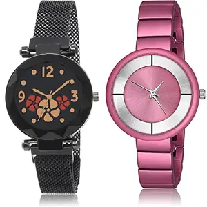 NEUTRON Heart Analog Black and Pink Color Dial Women Watch - G652-G634 (Pack of 2)