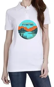 Hike Time White Women Polo T-Shirt