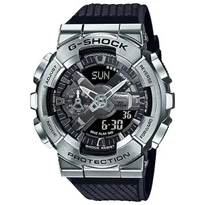Casio G-Shock GM-110-1ADR Silver Analog-Digital Dial Black Resin Strap Men's Watch Shock And 200M Water Resistant G1051