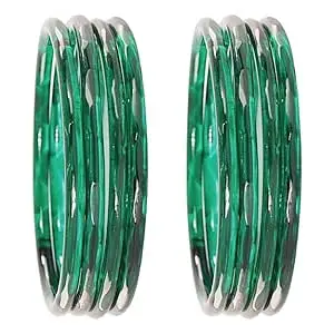 Glass Bangle Women's Designer Plain Glossy Glass Kada Set For Women With Diamond Cut Design | Fancy Designer Glass Bangles | Traditional Chudi| Stylish Glass Kada For Wedding - Set Of 8