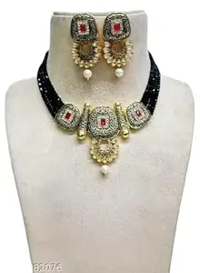 Latest Stylish Stone Studded Jewellery Set for Women |Festive Wedding Party Necklace Earrings|JS_101|