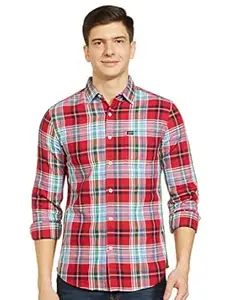The Indian Garage Co Men Slim Fit Checkered Full Sleeves Spread Collar Casual Shirt