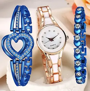 HC HARMI CREATIVE Harmi Creative Women Casual Round Analog Metal Wrist Watch (Pack of 3) (Multicolor) HC 65