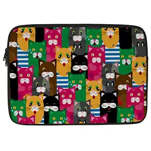 Crazyify Cat Printed Laptop Sleeve/Laptop Case Cover/Laptop Bag 11 inch with Shockproof & Waterproof Linen On All Inner Sides | MacBook/Laptop Sleeve for Men & Women