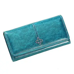 Frackson Blue/Green Women Long Purse Wallet Female Women/Ladies/Girls Wallets Card Holder 3 Pocket Card Organizer Raksha Bandhan Gift
