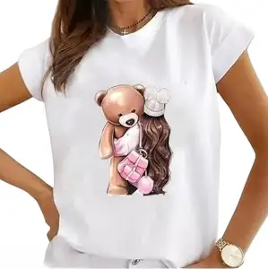 Printed Women Round Neck White T-Shirt RI_WPRNT#049-XXL