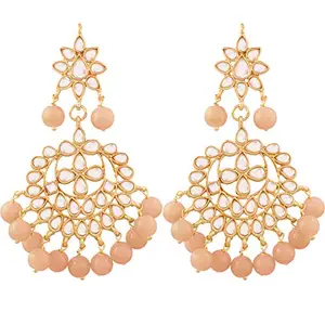 I Jewels Traditional Gold Plated Kundan & Pearl Earrings for Women (E7058Pe)