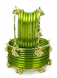 ZULKA Premium Glass Bangles Set with Ghungroo For Women & Girls | Trendy Kashmiri Bangles | Kangan Set For Women | Kanch Ki Chudiya Set Girls | Trendy Bangle For Gift | Wedding & Parties - Set Of 20