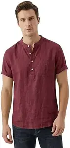 OM DESIGNER Stylish Men’s Cotton Short Kurta Regular Fit Half Sleeves Solid Traditional Casual Wear with Front Pocket Lightweight Summer Comfort for Men