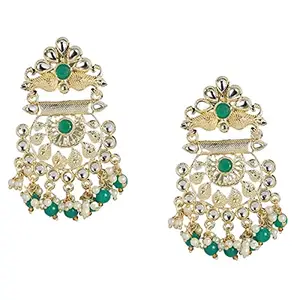 AccessHer stylish fancy Gold-Tone Handcrafted Earrings for women and girls | Gifting for Karwachauth | (Green)