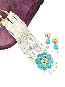 Latest Stylish Stone Studded Jewellery Set for Women |Festive Wedding Party Necklace Earrings|JS_252|