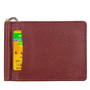 GRAPURSE Men Formal, Travel, Trendy Brown Color Genuine Leather RFID Money Clip Wallet with 6 Card Slots (Brown)