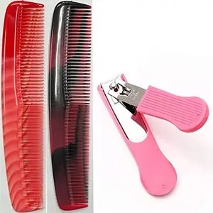 Maple Detangling Premium Dressing Hair Comb with Nail Cutter Combo Pack for Men,Women (Multicolour), Pack of 3