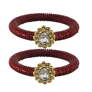 MAYA FASHION Maroon Stone Brass Bangle With Very Extra Large Size Elegant Extra Large Size Bangle | Perfect Fit for Plus Size banglesTrendy and Comfortable Fit for woman and girls | (Sku-ban2140)