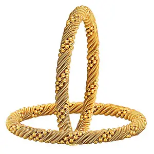 ZENEME Bangle Gold Plated Brass Studded Golden Bangle Jewellery For Girl and Women