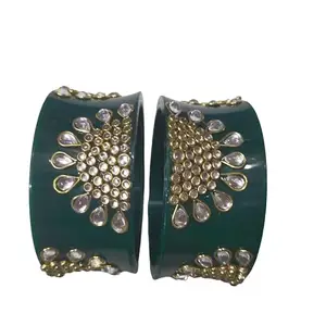 Nena Creation Plastic Round Traditional wedding Fancy Bangles For Women And Girls (Green) Size-2-10