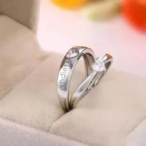 Men Valentine Smart Temperature Combo Ring Silver & Black (IR4471)