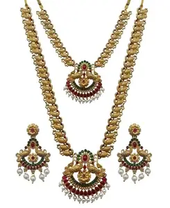 SHREE NAGNESHI Nagneshi Art Gold Plated Necklaces with Matching Earrings for Women & Girls