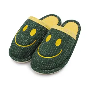 VRITRAZ Smiley Design Comfortable | Anti Skid | Lightweight Indoor Winter Slipper For Mens and Womens, Warm House Chappal (Color-Olive, Size-7)