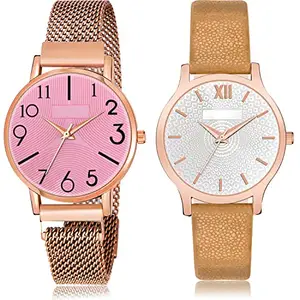 NEUTRON Analogue Analog Pink and Silver Color Dial Women Watch - GW62-GM344 (Pack of 2)