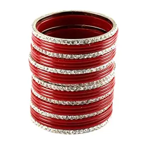 Vidhya Kangan Latest Traditional Red Stone Acrylic-Brass Bangle -(banx974) Size-2.9 For Women and Girls