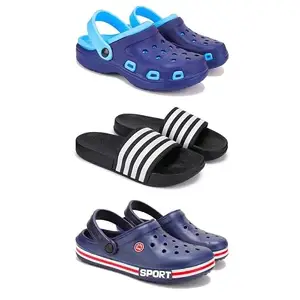 Lightweight Classic Clogs || Sandals with Slider for Men-Combo(3)-3019-3024-3015-8 Blue (COMBO(3)-3019-3024-3015-8__BZ)